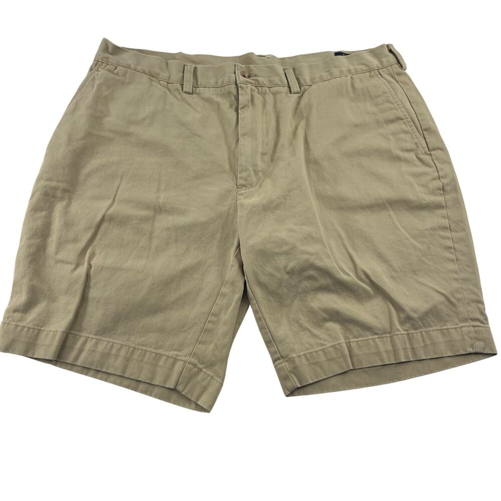 Polo Ralph Lauren Mens 38 Khaki Chino Shorts Cotton Twill Classic Fit Flat Front